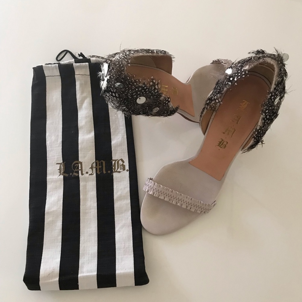 L.A.M.B Lesley Feather 4 1/2” Heels - Size 8.5